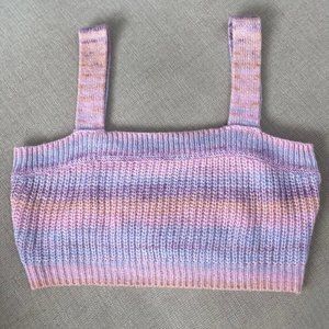 NEW Bailey Rose - Rainbow Sweater Crop in Lavender Multi - Size Medium